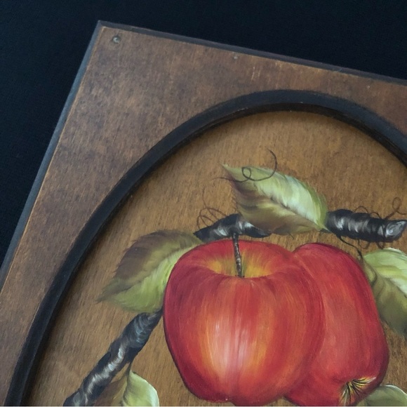 Vintage Hand Painted Artist Signed Wood Apple Wall Art - “Have an Apple a Day” - Picture 3 of 12